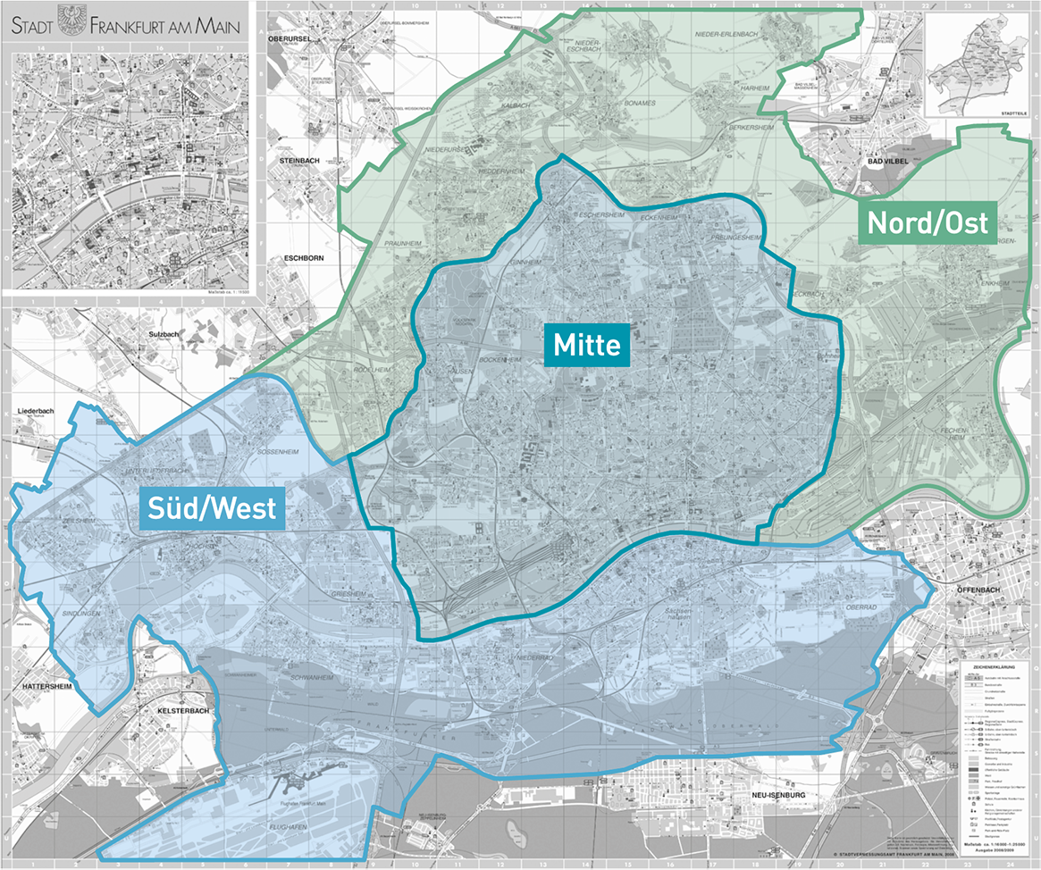 Gebietsschema mit Zuständigkeiten im Einzugsgebiet der SEF